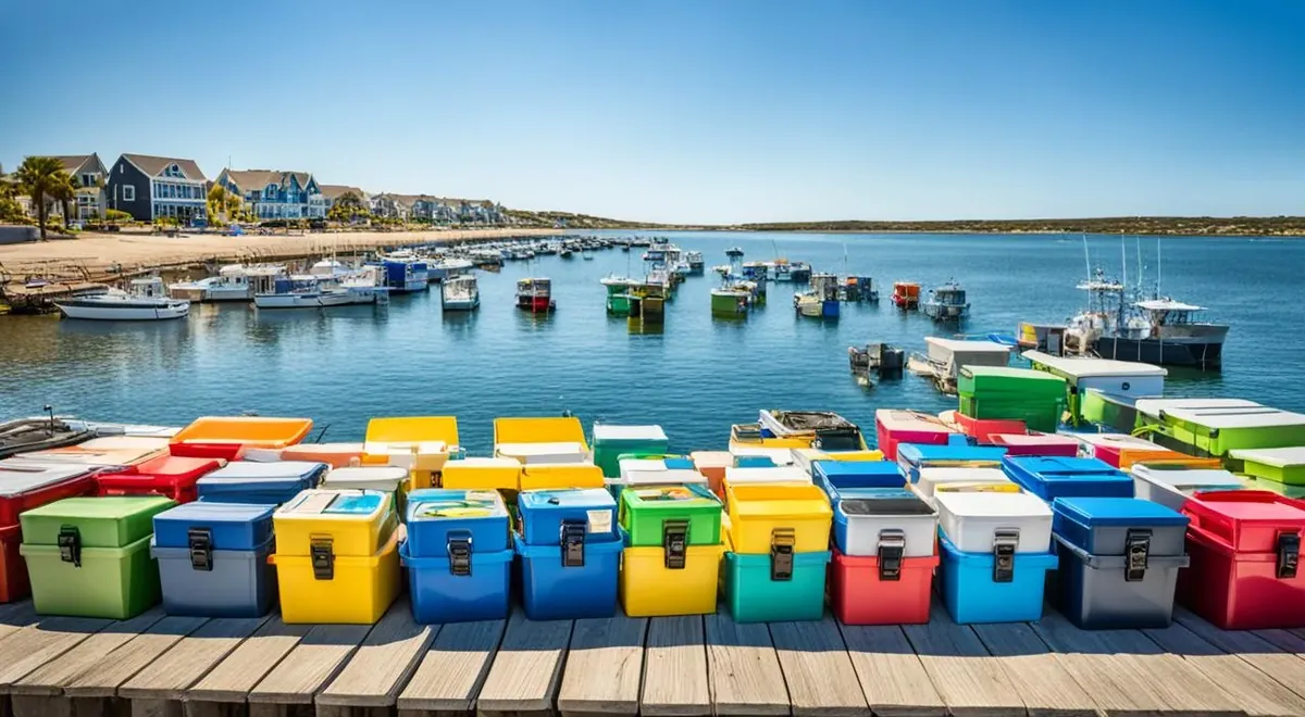 variedade de caixas de pesca